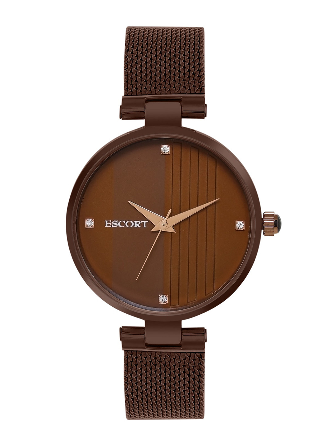 Escort Women Embellished Dial & Bracelet Style Straps Analogue Watch E21007399BRNM9