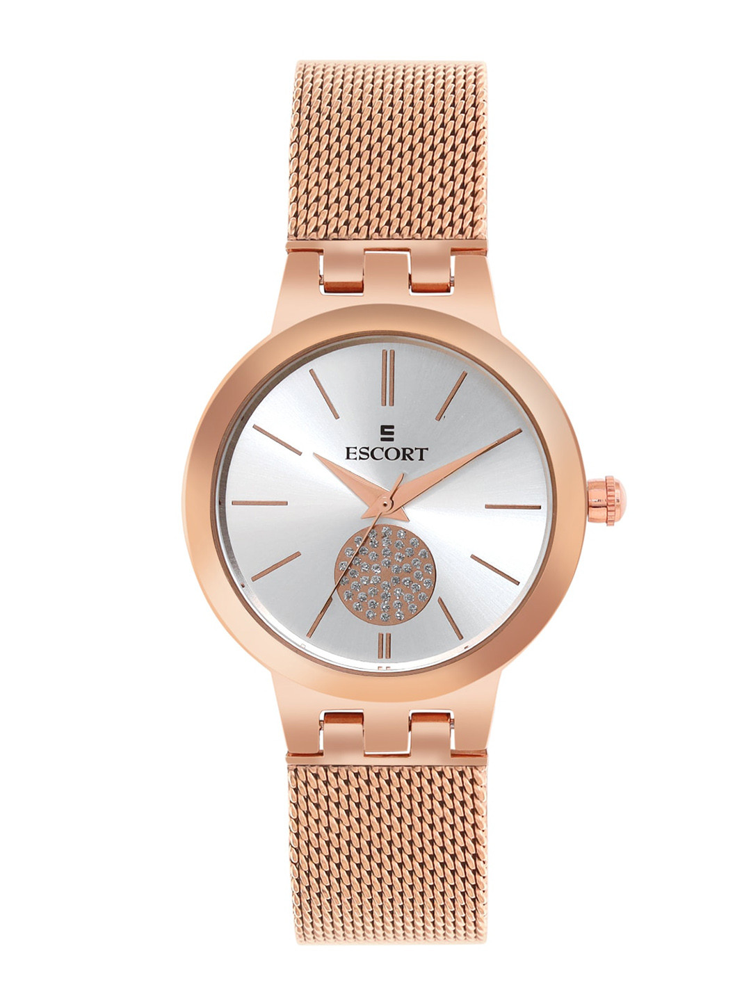 Escort Women Embellished Dial & Bracelet Style Straps Analogue Watch E21007422RGM2