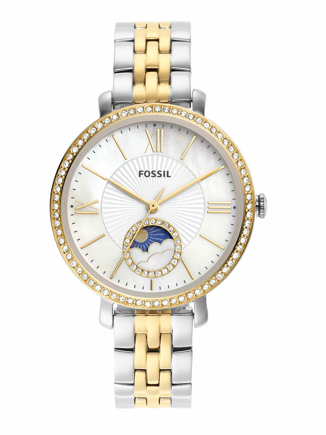 Fossil Women Embellished Stainless Steel Bracelet Style Straps Analogue Watch-ES5166