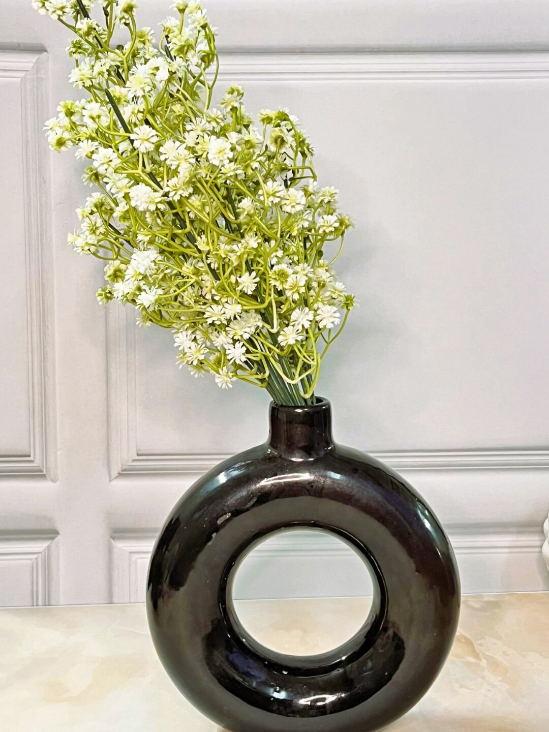 Akaar White & Green Artificial Gypsophila Flower Stick