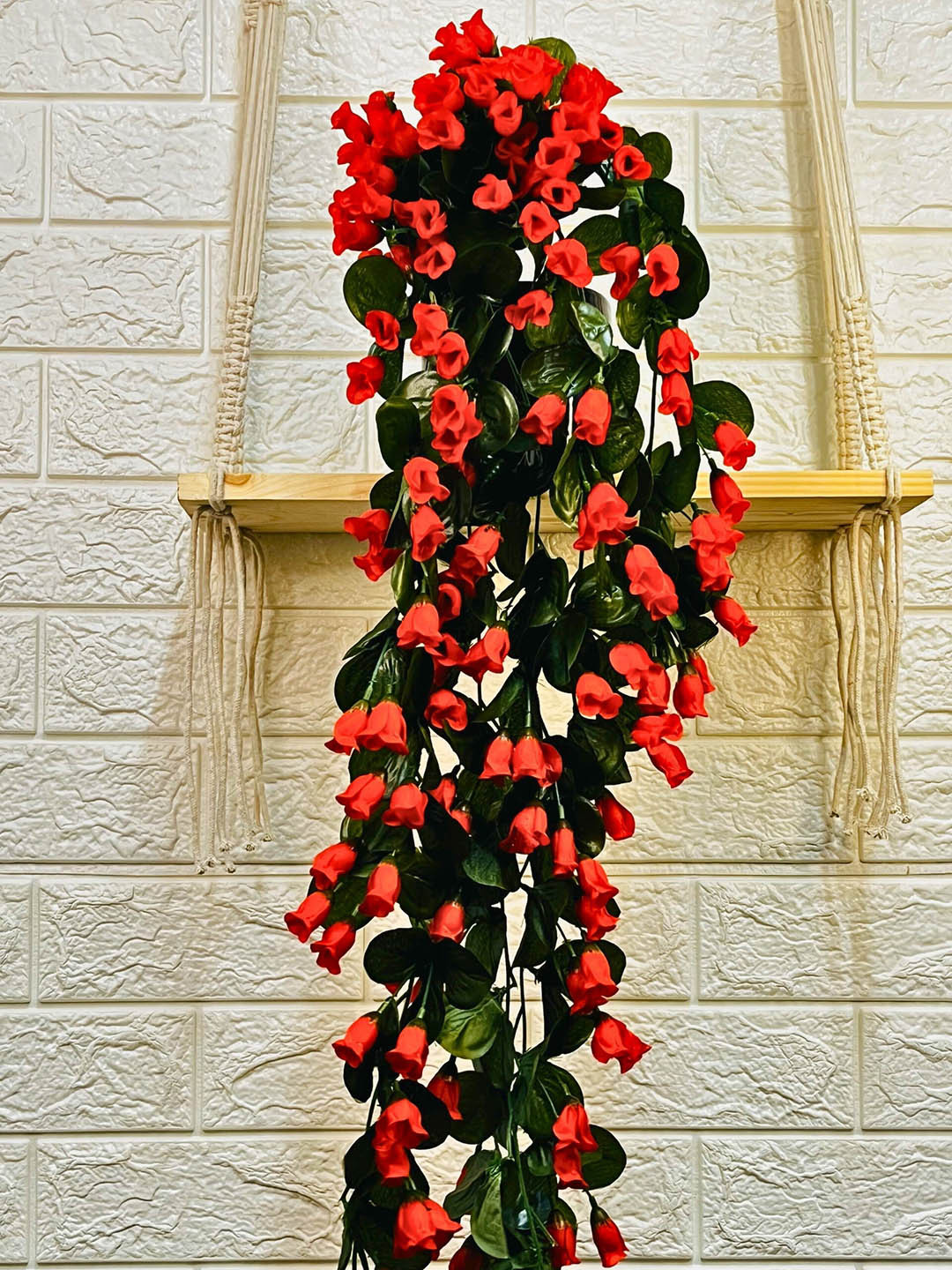 Akaar Red & Green Falling Rose Buds Home Decor