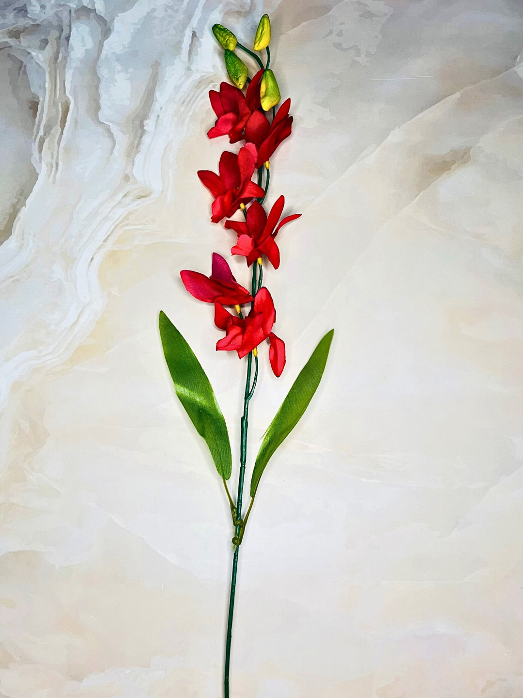 Akaar Red & Green 5-Pieces Orchid Artificial Flowers