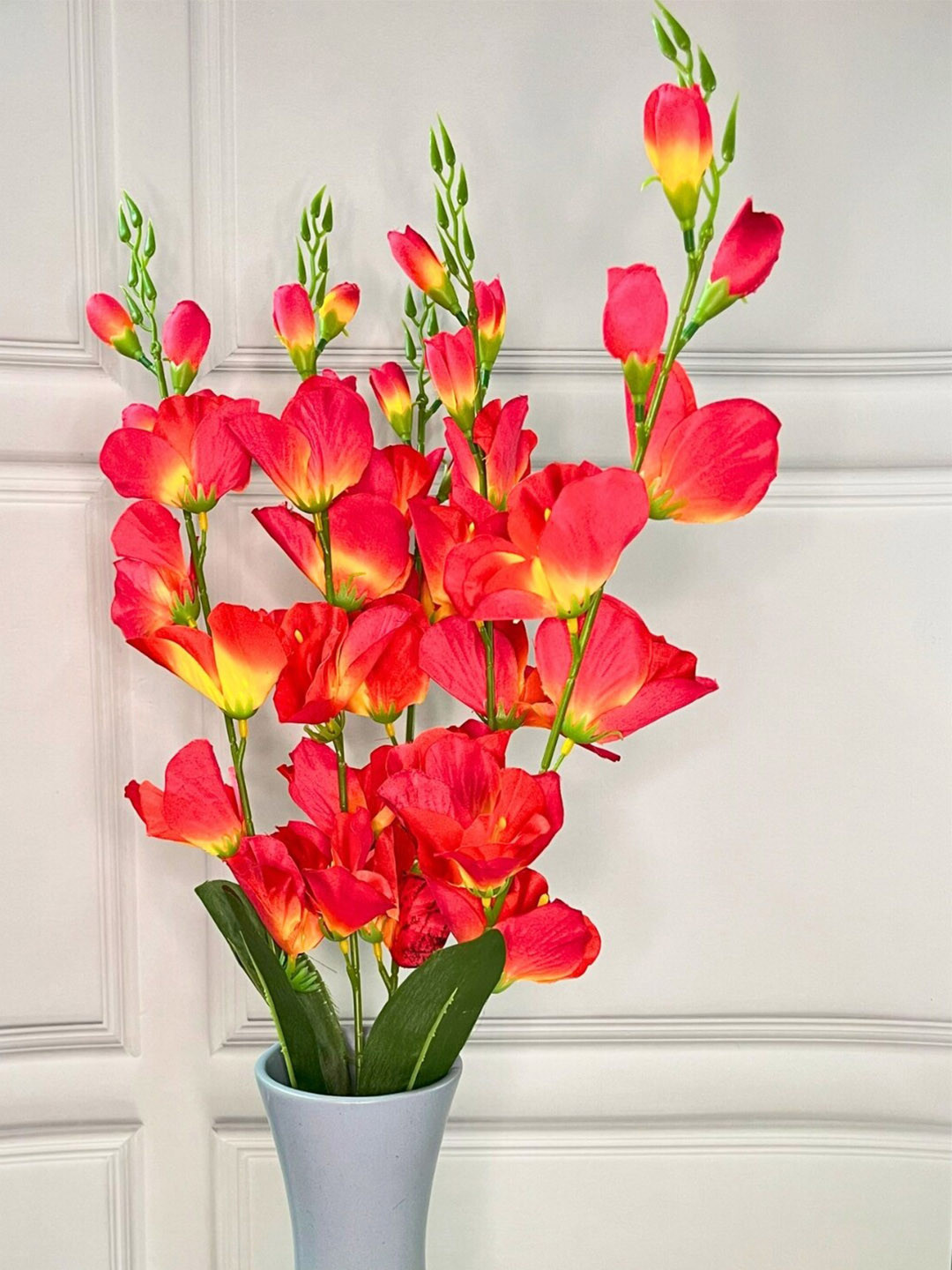 Akaar Orange Colored & Green Gladiolus Artificial Flowers
