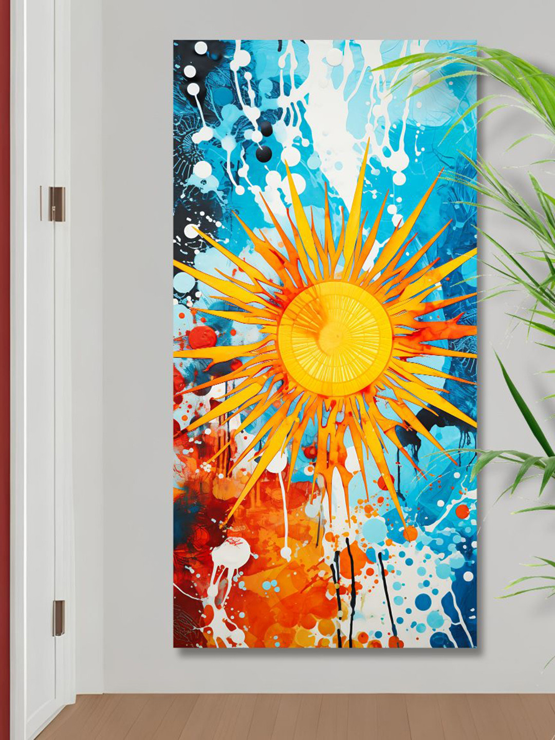 SAF Shining Sun Canvas Wall Rectangle Paintings Wall Art - 24 x 48 In