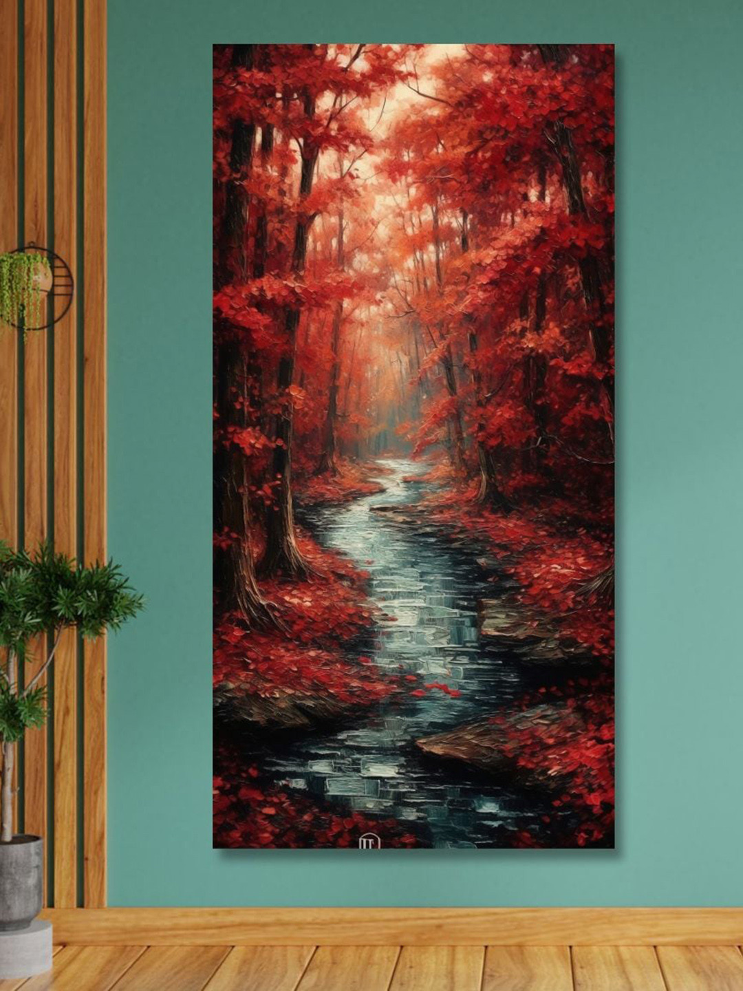 SAF Red & Black Nature Art Painting Wall Art