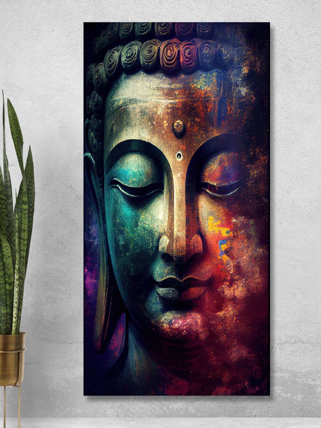 SAF Red & Blue Lord Buddha Painting Wall Art