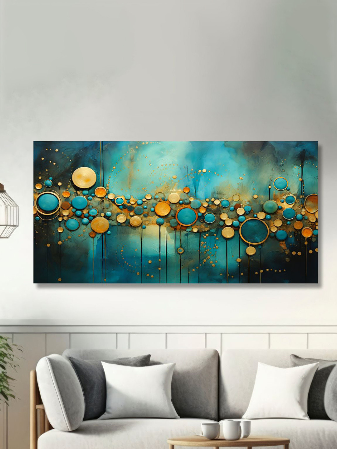 SAF Green & Yellow Canvas Modern Art Painting Wall Art