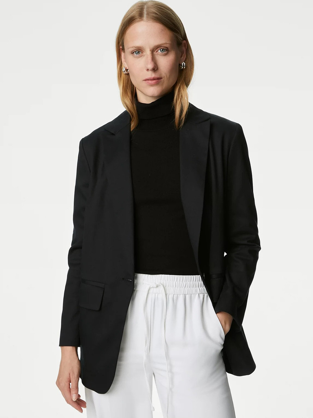Marks & Spencer Notched Lapel Single-Breasted Regular Blazers