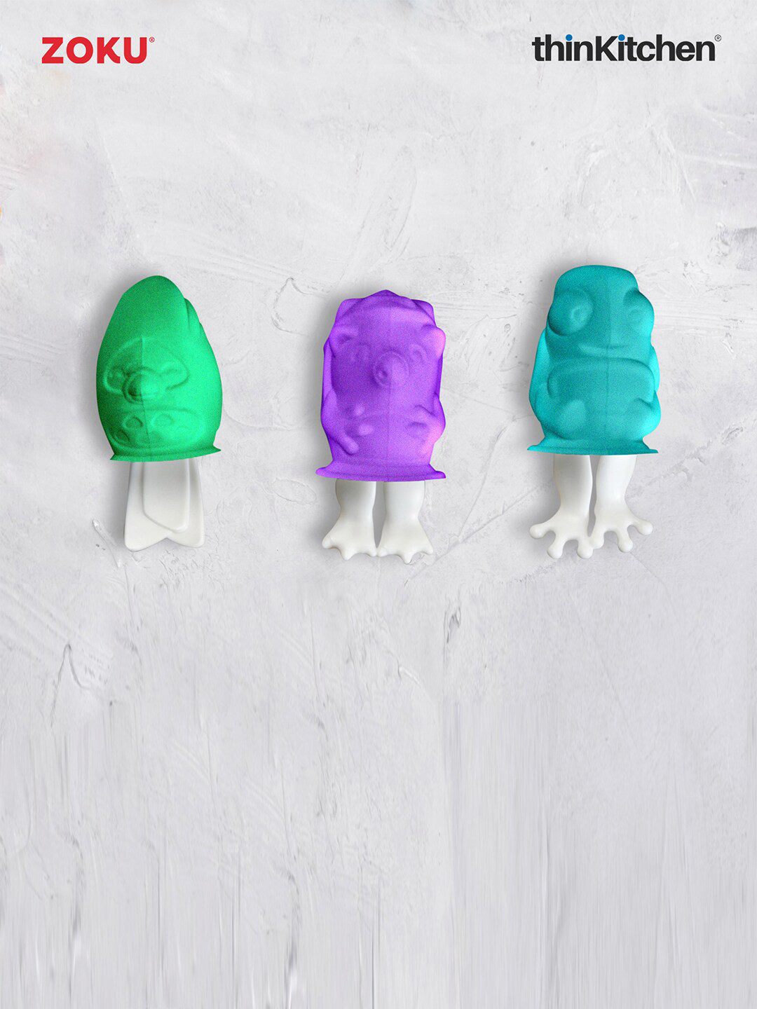 ZOKU White Animal Popsicle Mold Trio