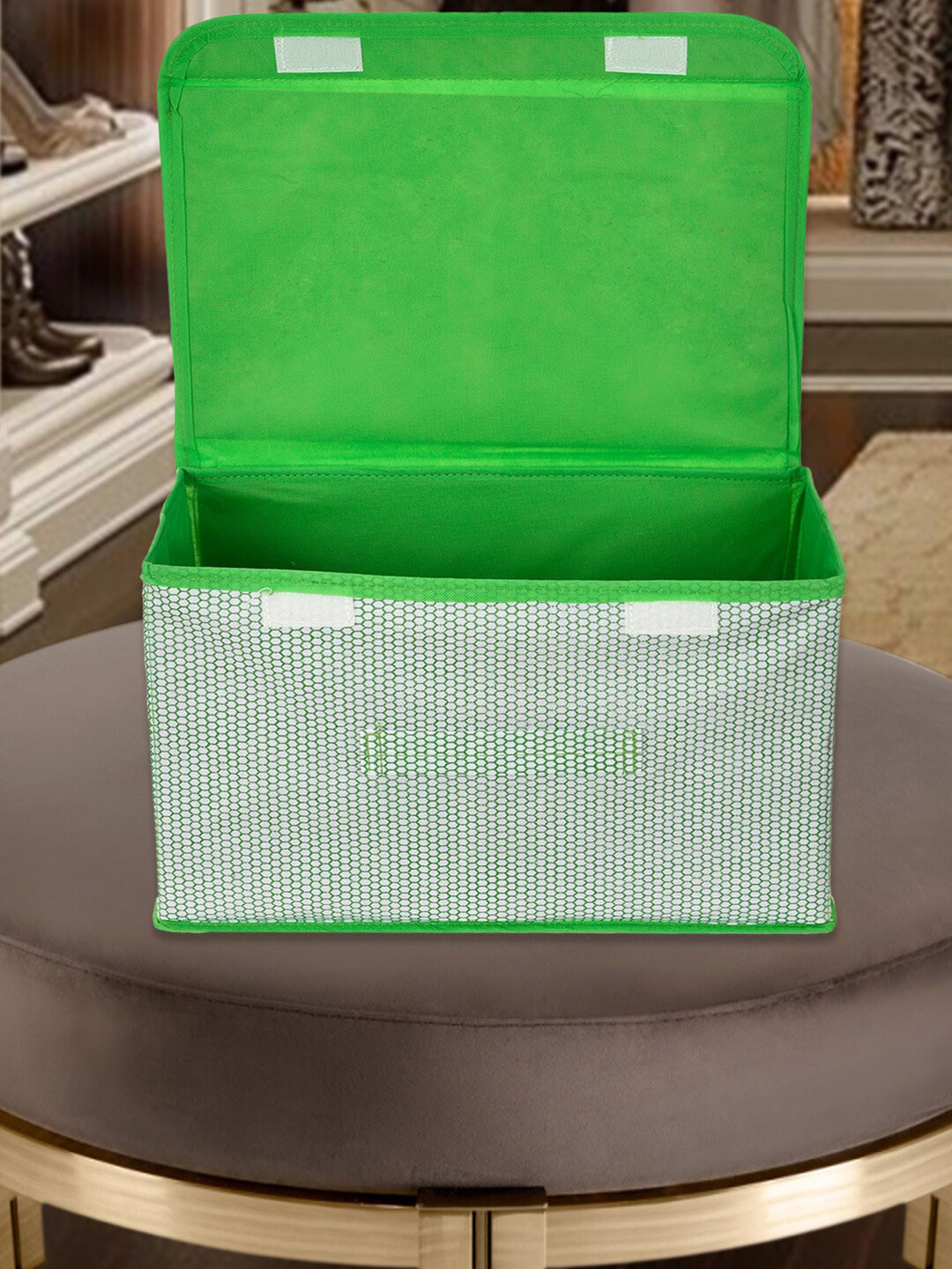 Kuber Industries Green & Grey 4 Pieces Self Design Foldable Drawer Organisers