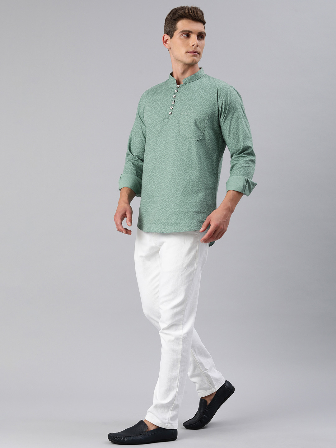 Majestic Man Men Printed Slim Fit Pure Cotton Short Kurta