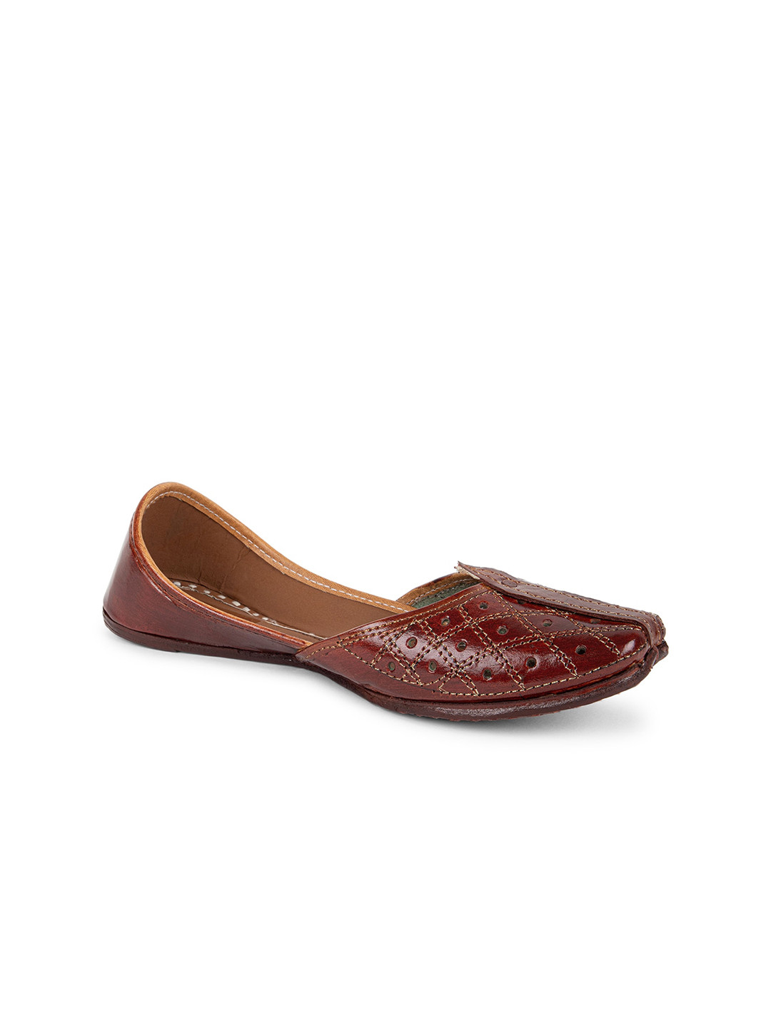 Ta Chic Textured Square Toe Leather Mojaris  With Laser Cuts