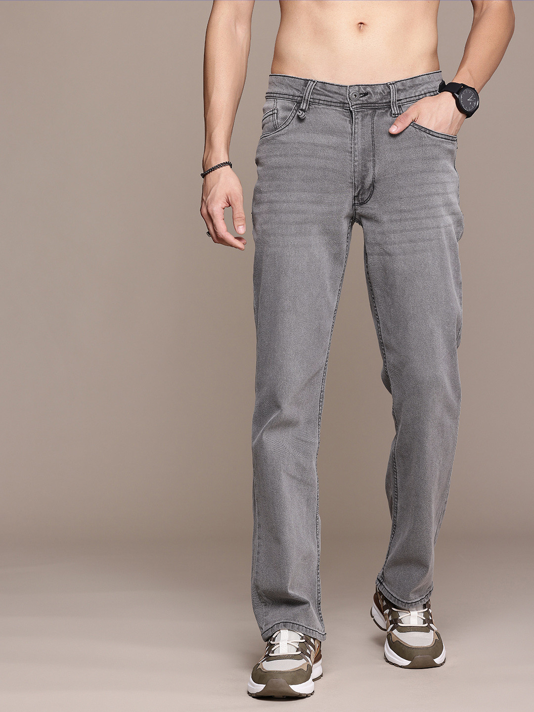 The Roadster Life Co. Men Bootcut Light Fade Stretchable Jeans