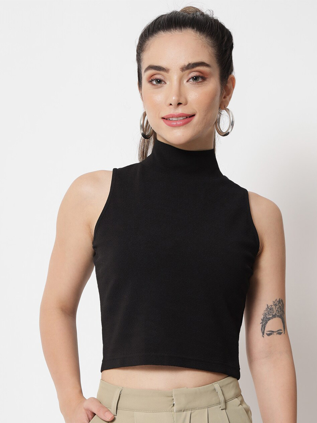 Chemistry High Neck Sleeveless Crop Top