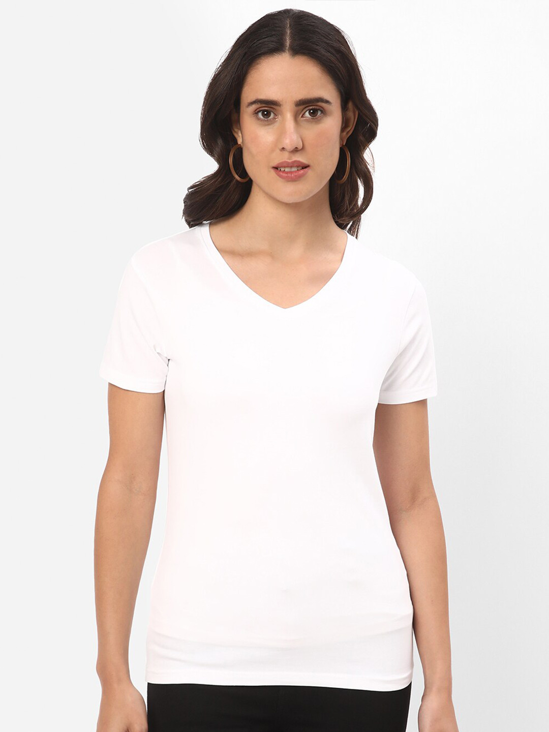 R&B V-Neck Short Sleeves Cotton T-shirt