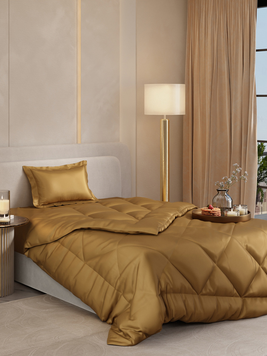 Stoa Paris Date Night Eternal Glow AC Room 150 GSM Single Bed Satin Comforter