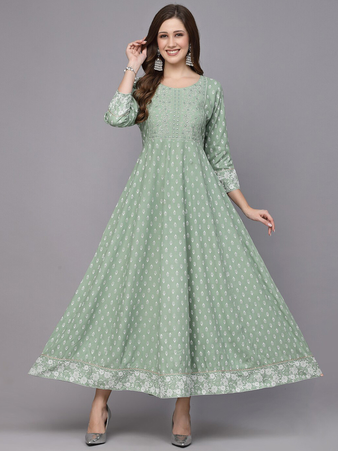 Stylum Ethnic Motifs Printed Fit & Flare Maxi Ethnic Dress