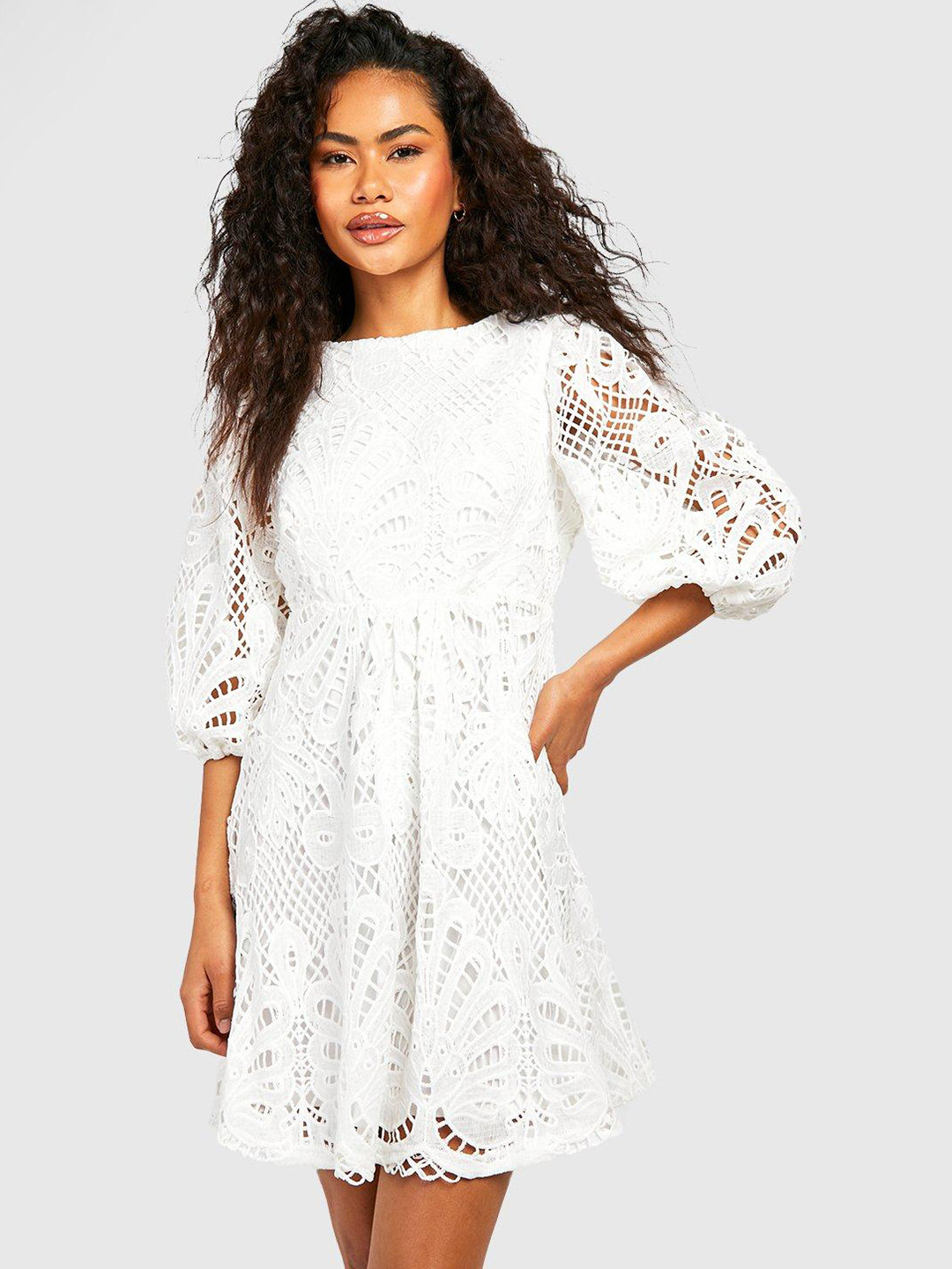 Boohoo Lace A-Line Mini Dress
