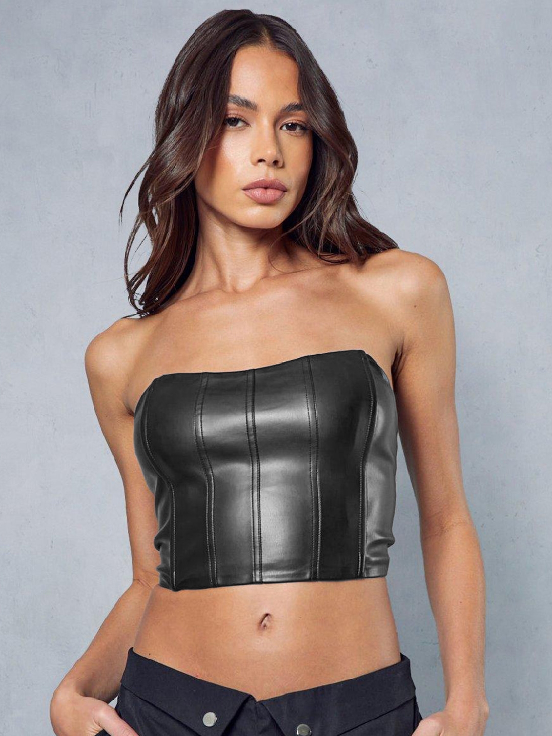 Buy MISSPAP Leather Corset Off Shoulder Crop Top Tops for Women 24803186 Myntra