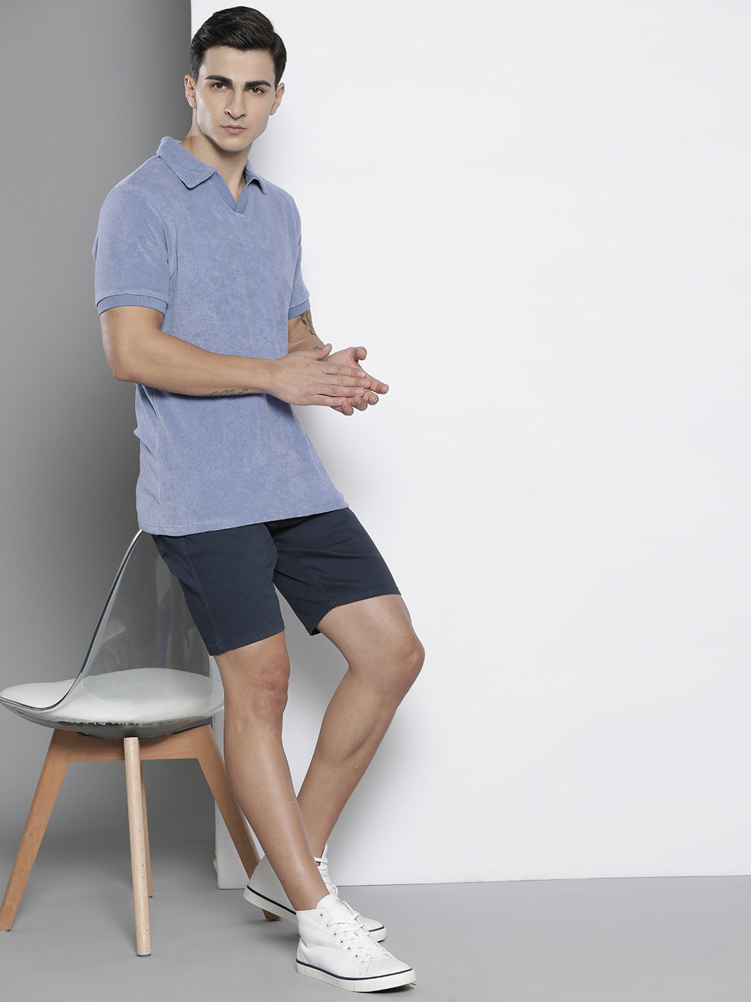 boohooMAN Towelling Polo Collar Slim Fit T-shirt