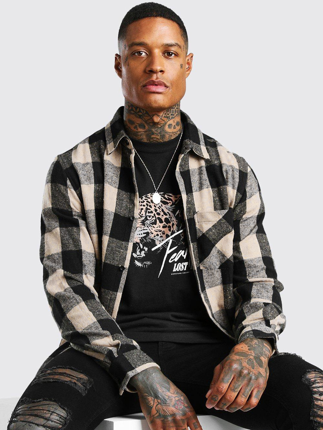 boohooMAN Flannel Checked Casual Shirt