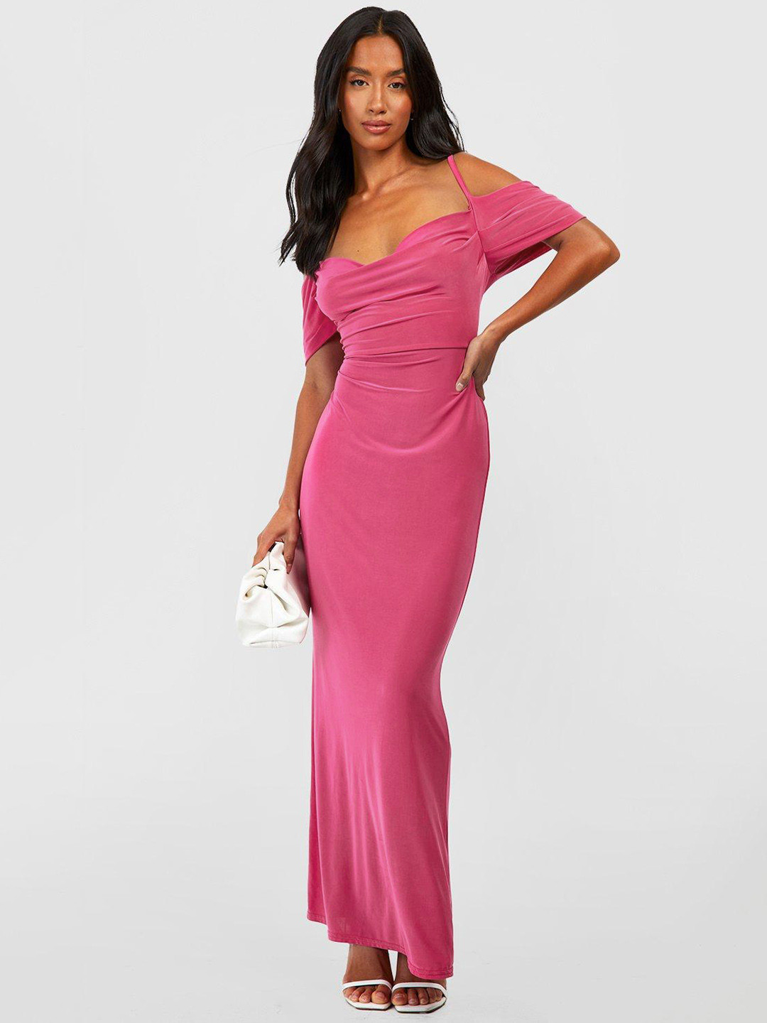 Boohoo Cowl Neck Petite Maxi Dress