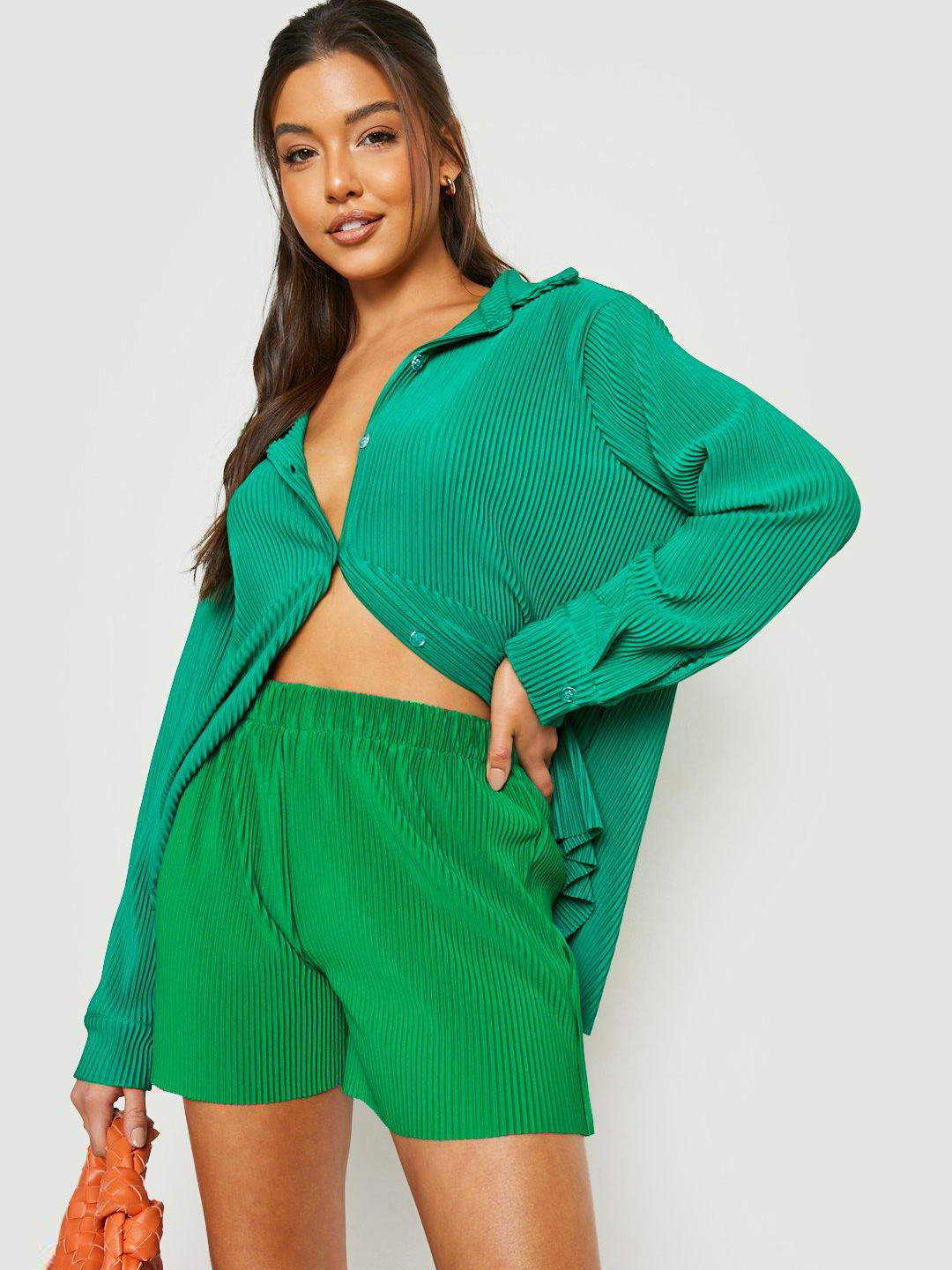 Boohoo Women Plisse Regular Shorts