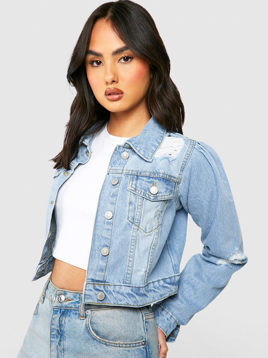 Boohoo Distressed Denim Jacket