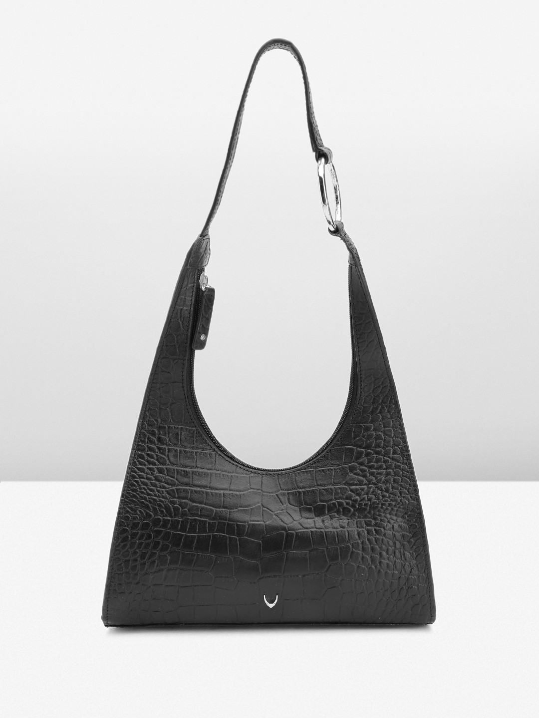 Hidesign Croc Textured Leather Structured Baguette Bag