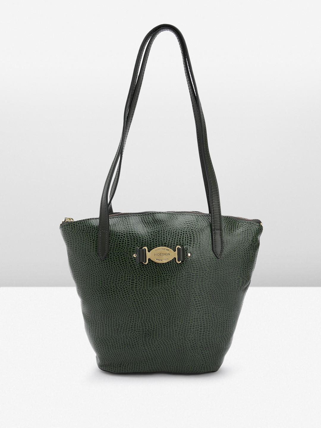 Hidesign Snakeskin Textured Leather Structured Shoulder Bag