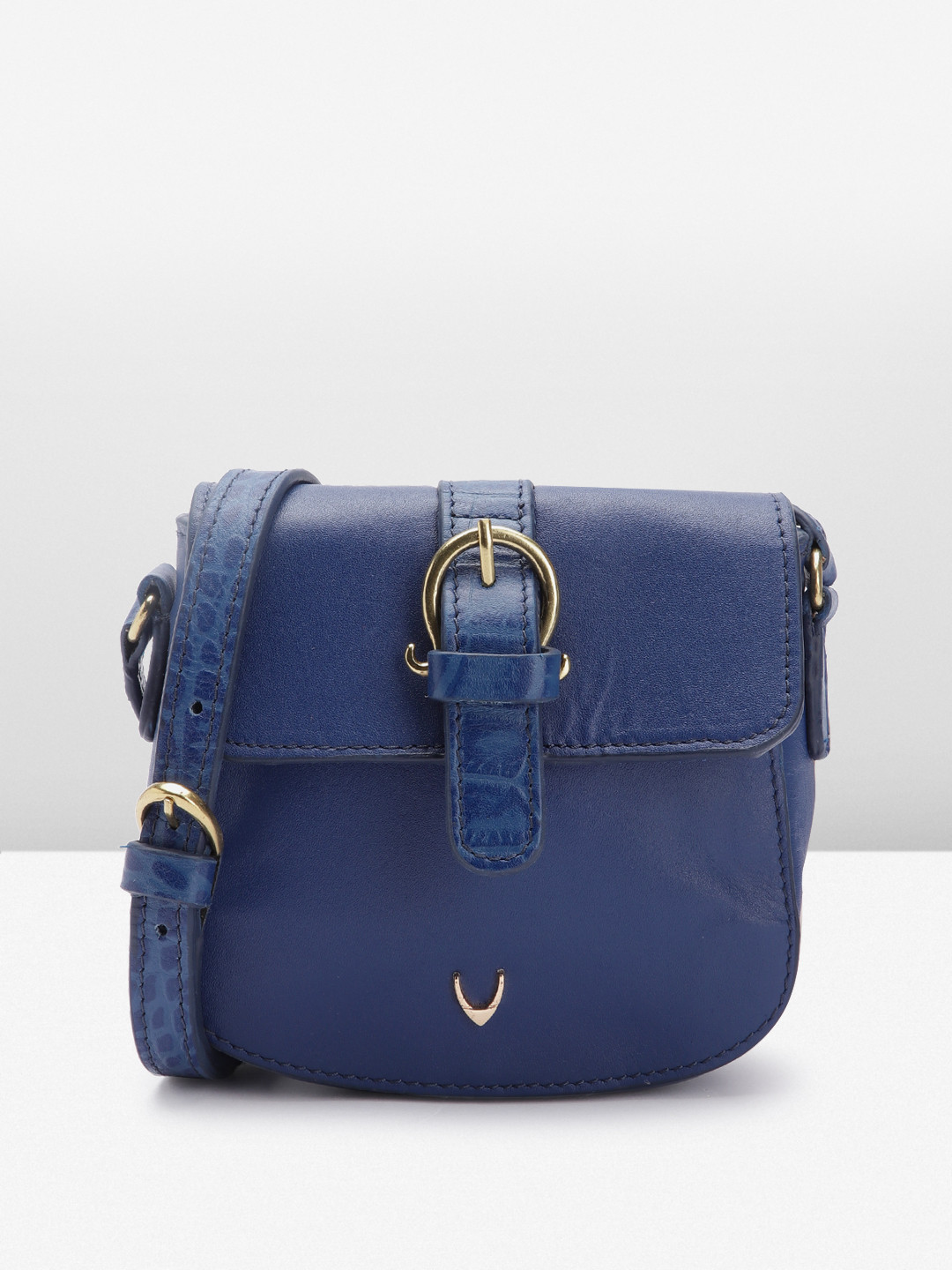 Hidesign Leather Structured Sling Bag with Buckle Detail