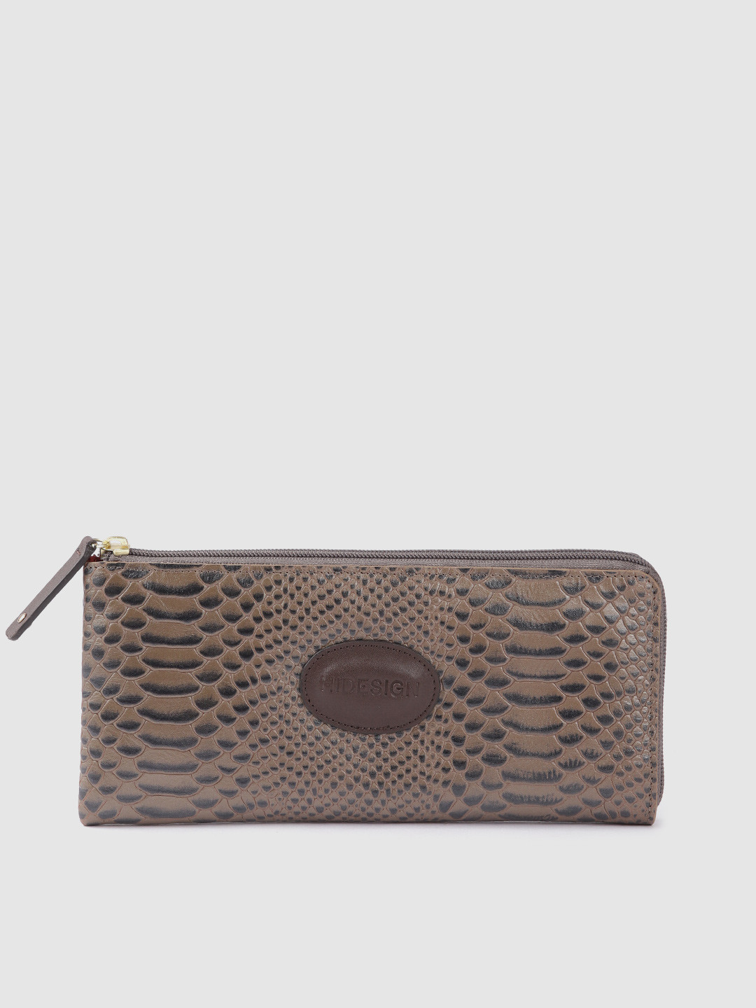 Hidesign Women Snakeskin Textured Leather Zip Around Wallet