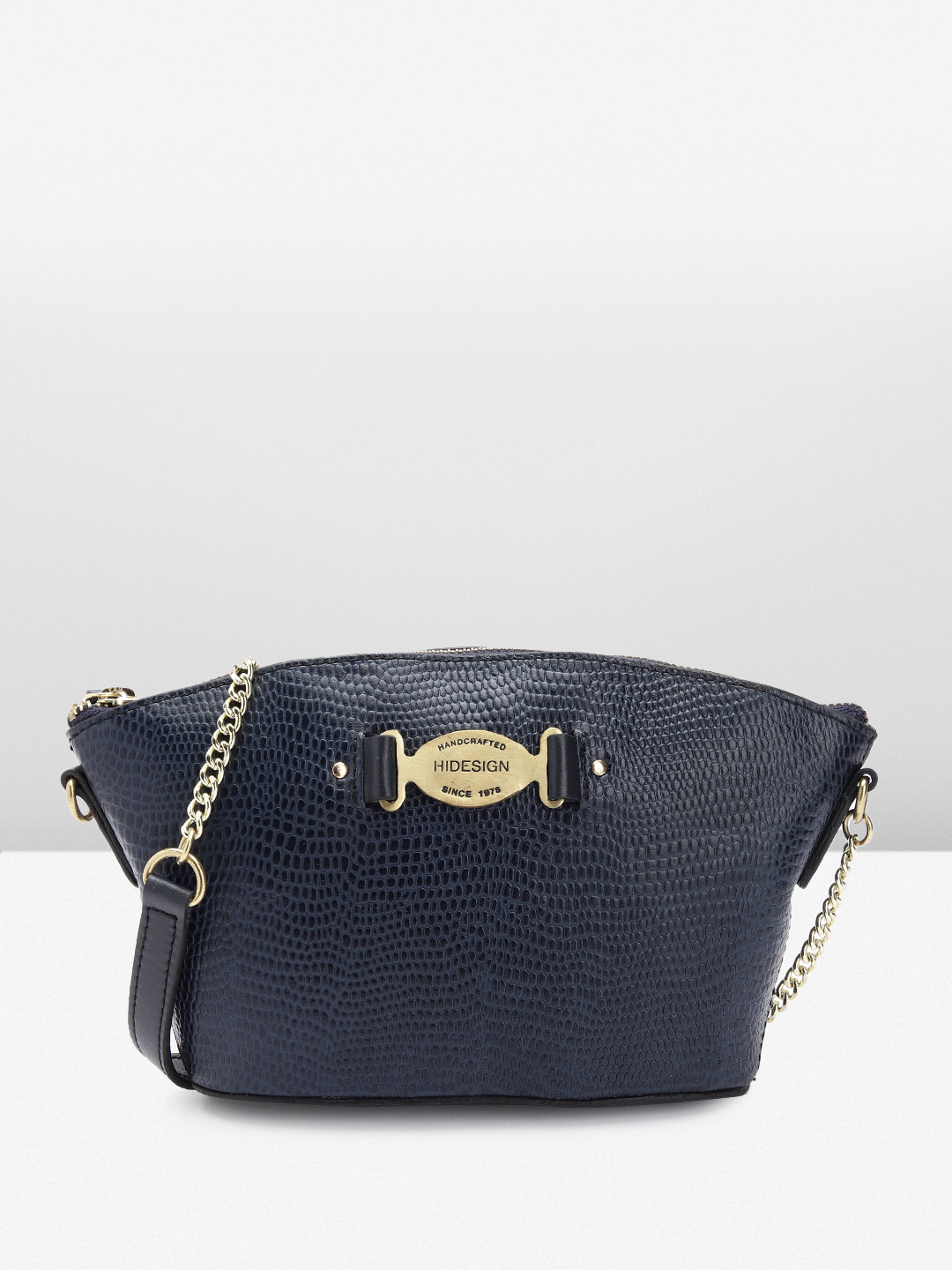 Hidesign Snake Skin Textured Leather Structured Sling Bag
