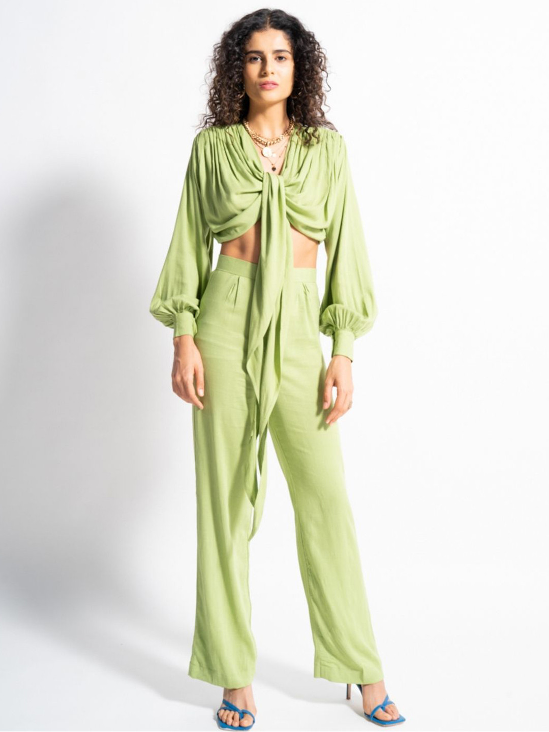 HEY MISSY V-Neck Crop Top & Trouser Linen Co-Ords