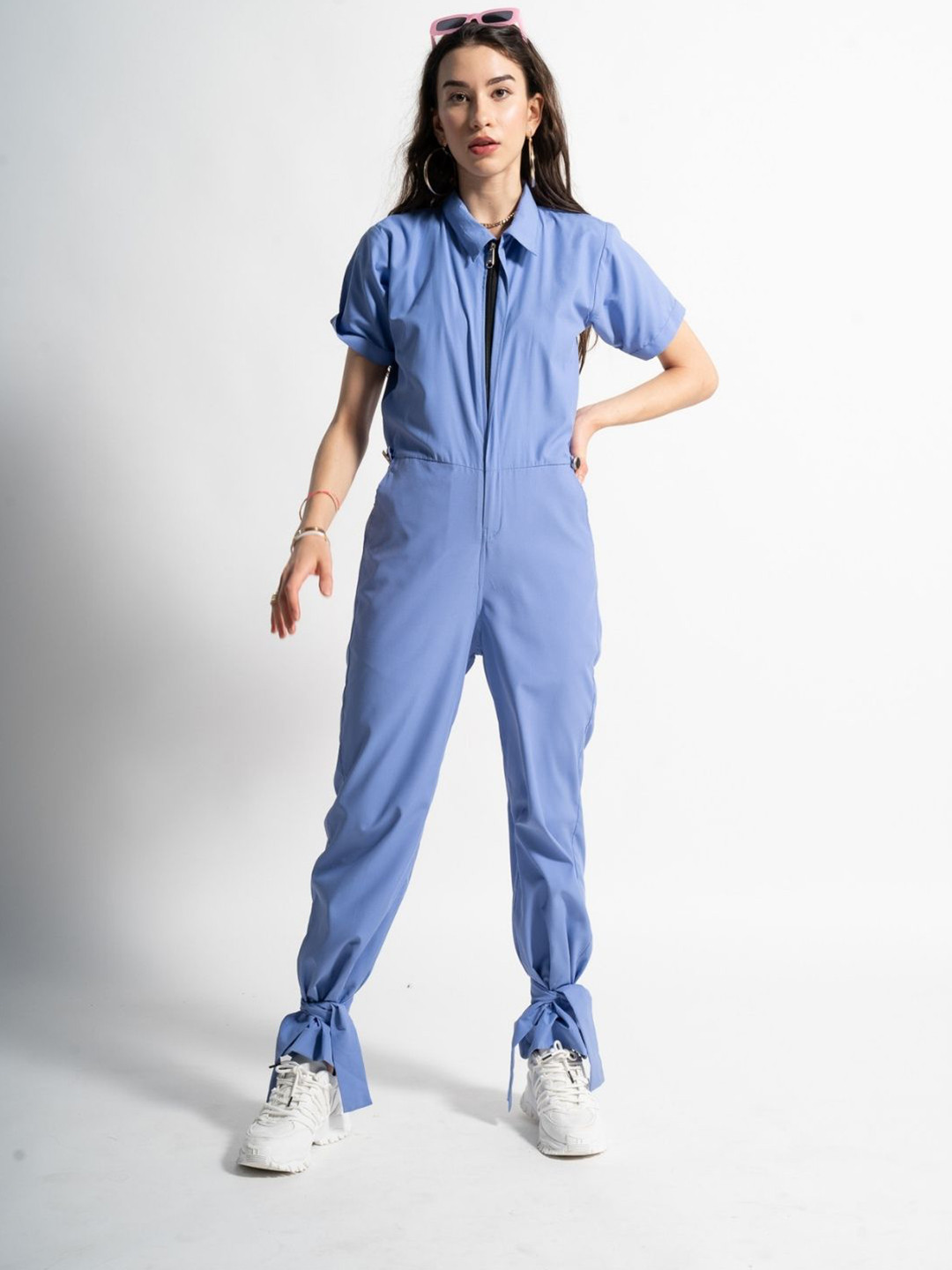 HEY MISSY Spread Collar Cotton Jumpsuit