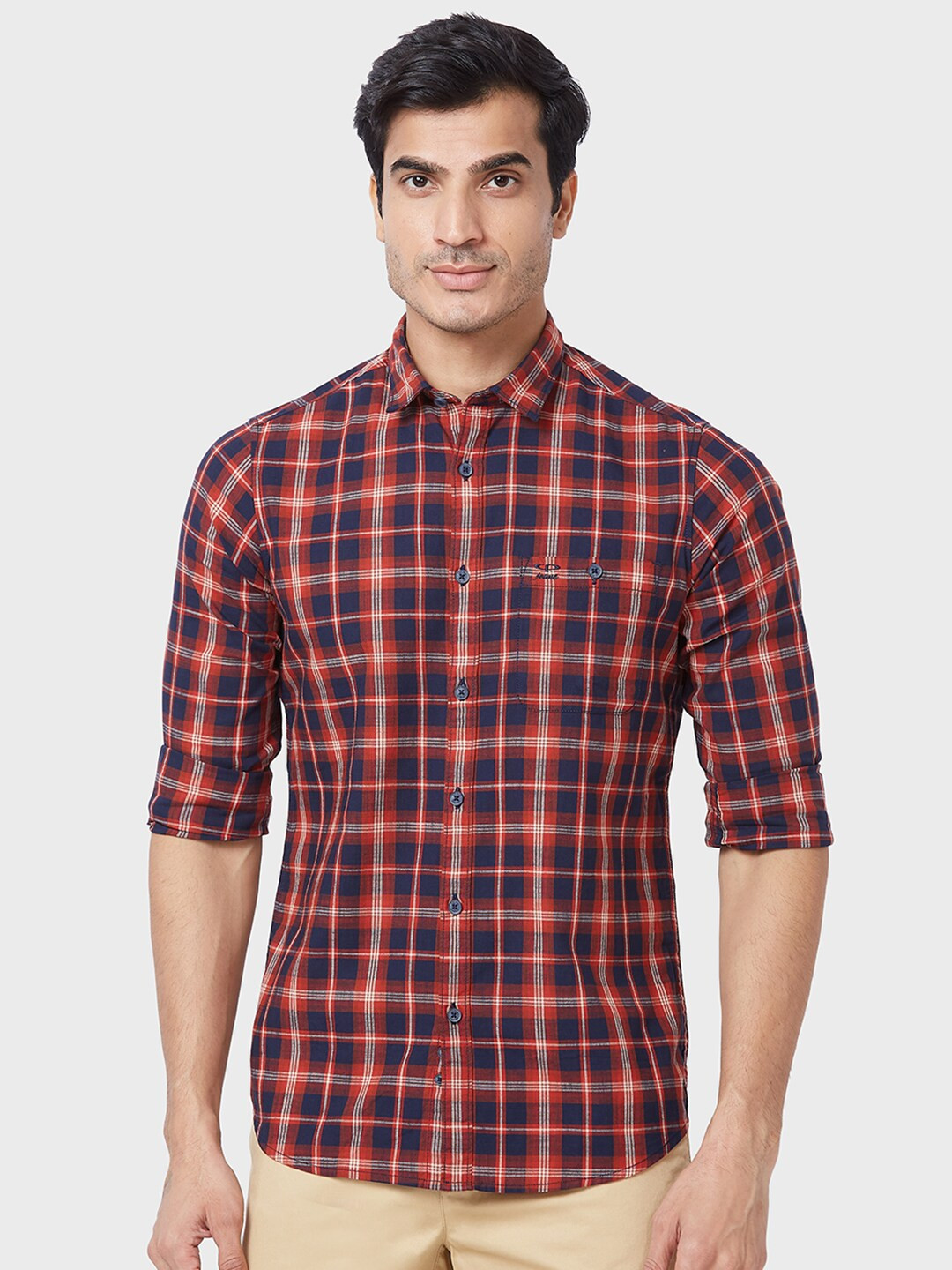 ColorPlus Contemporary Fit Tartan Checks Cotton Casual Shirt