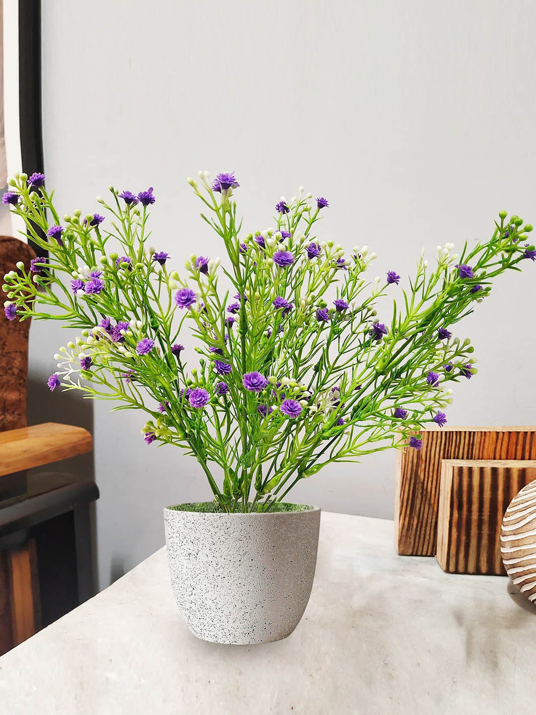 Homesake Purple 4 Pieces Silk Faux Flowers Millet Bunch Artificial Flowers