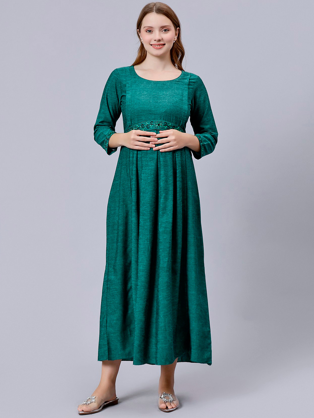 DUMMY SHAPE Maternity Pure Cotton Maxi Dress With Belt