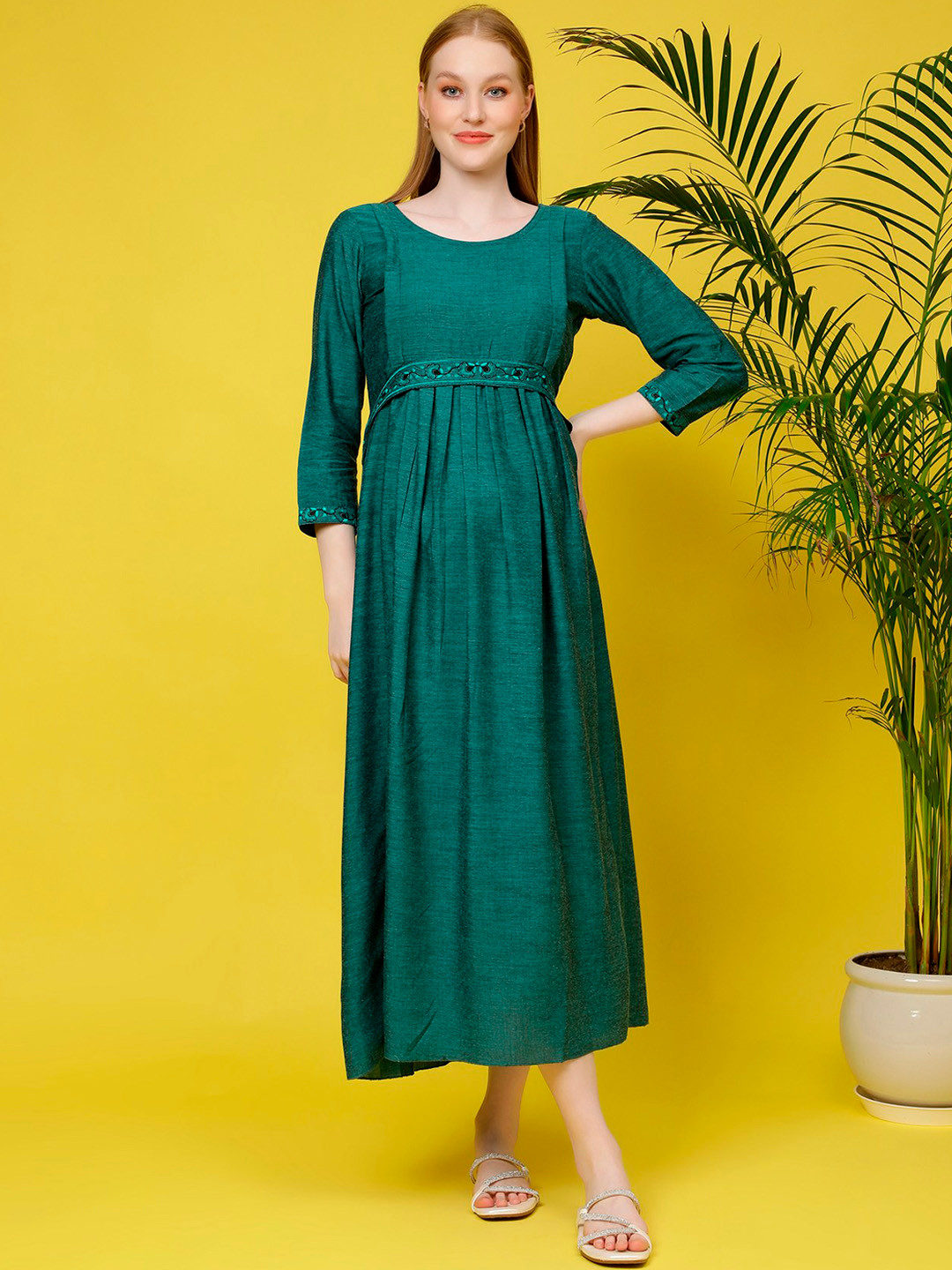 DUMMY SHAPE Maternity Pure Cotton Maxi Dress With Belt