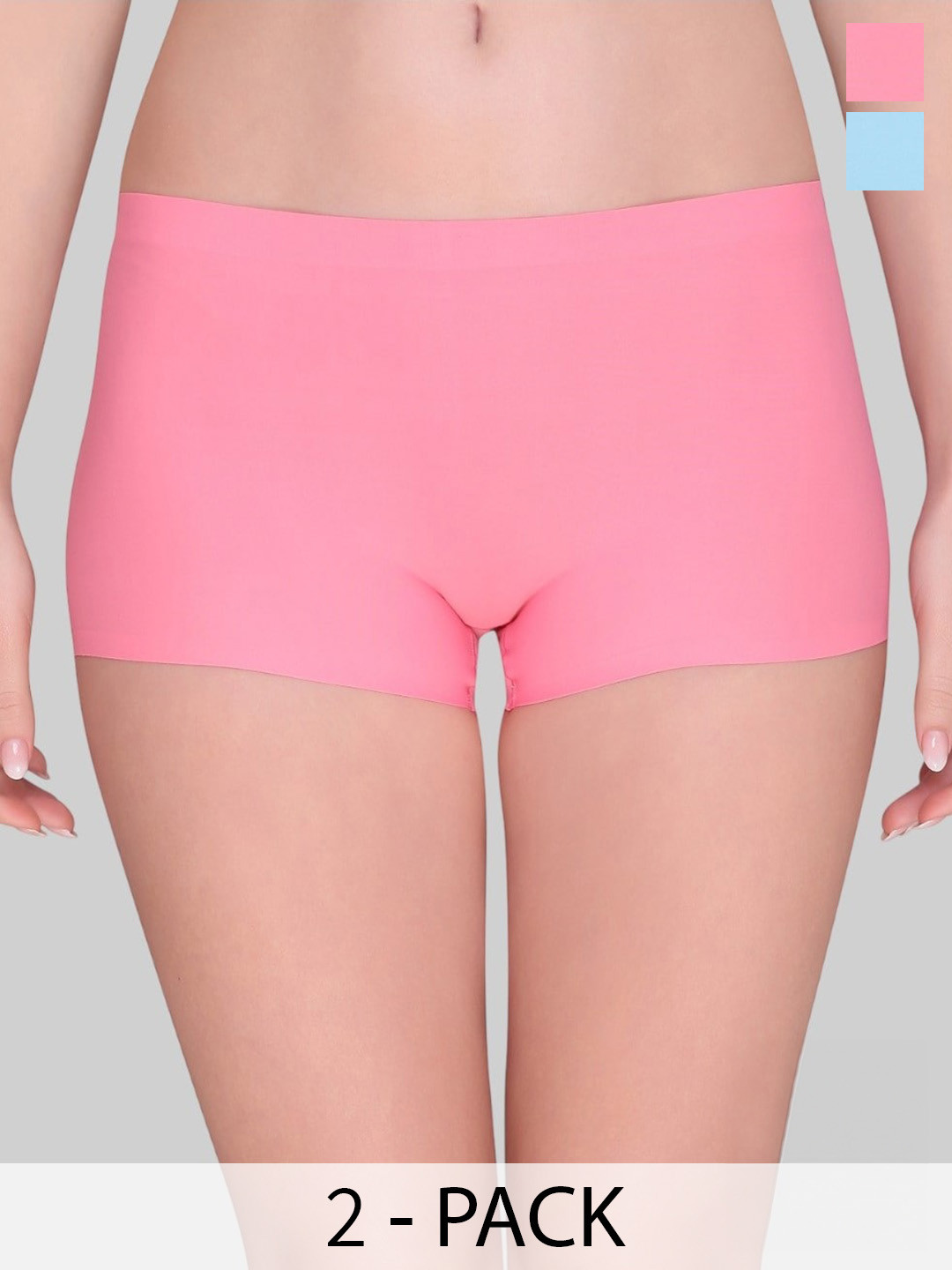 PLUMBURY Pack Of 2 Seamless Moisture-Wicking Boy Shorts Briefs