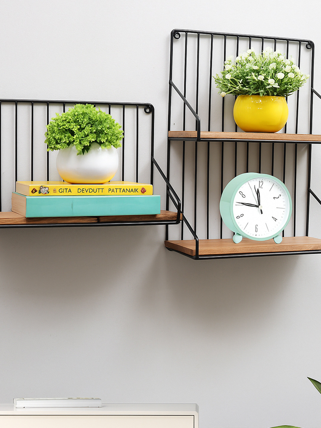 Homesake Black 2 Pieces Metal Wall Shelf