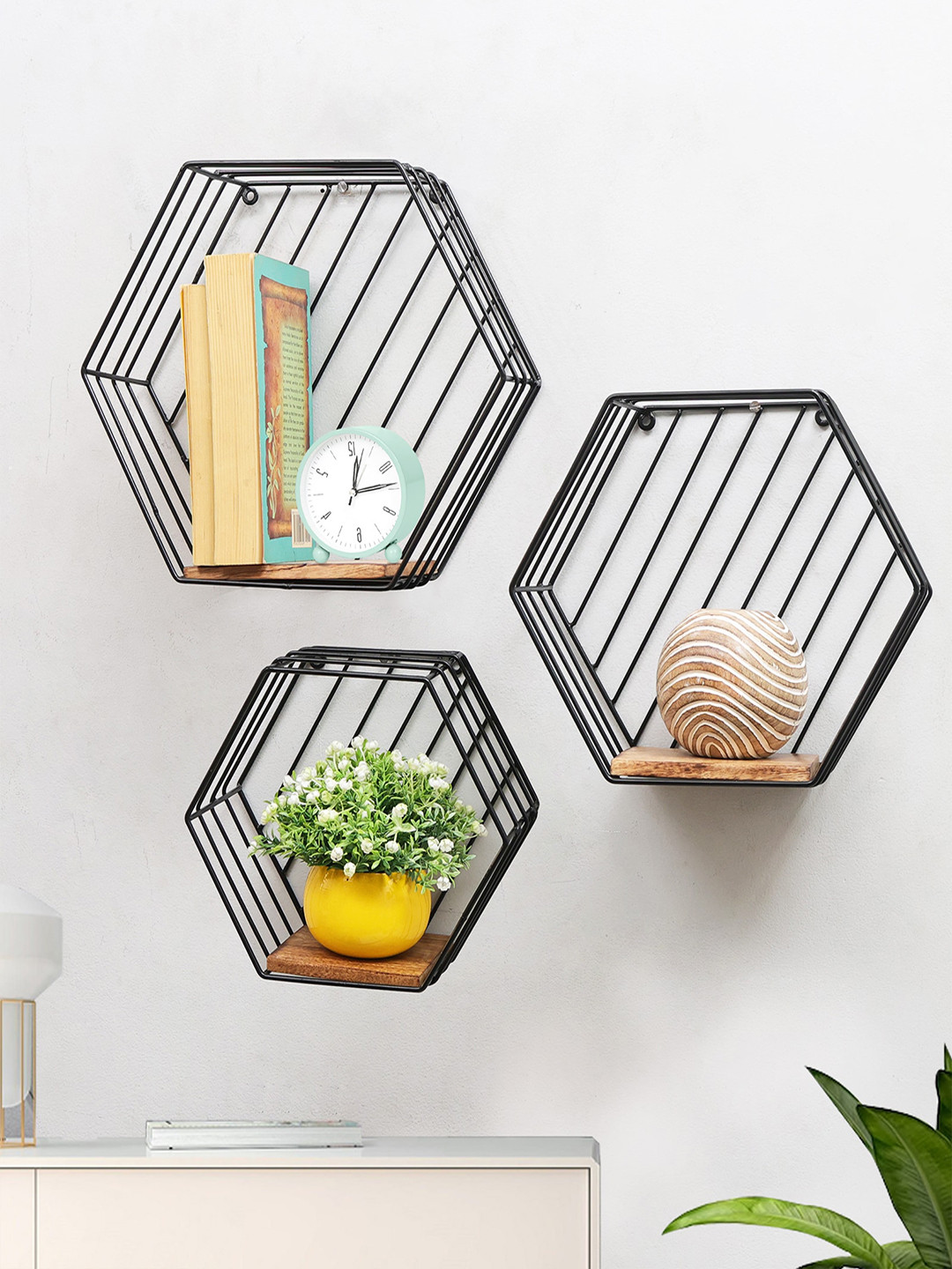 Homesake Black 3 Pieces Metal Wall Shelf