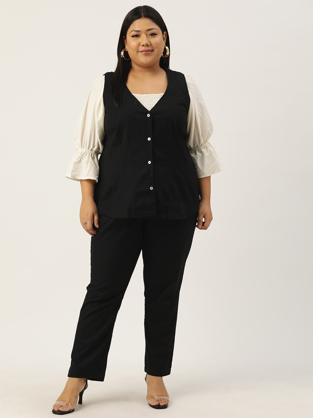 theRebelinme Plus Size Linen Waistcoat with Trousers
