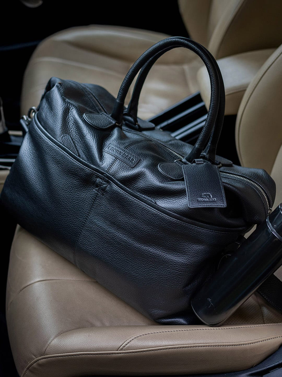 BROWN BEAR Leather Weekender Duffle Bag