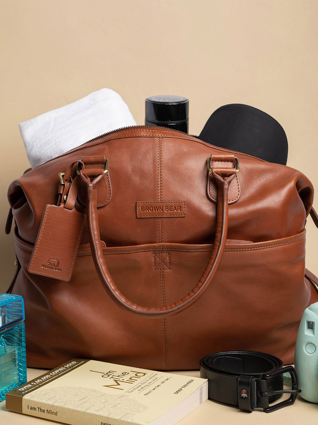 BROWN BEAR Textured Leather Shoulder Bag