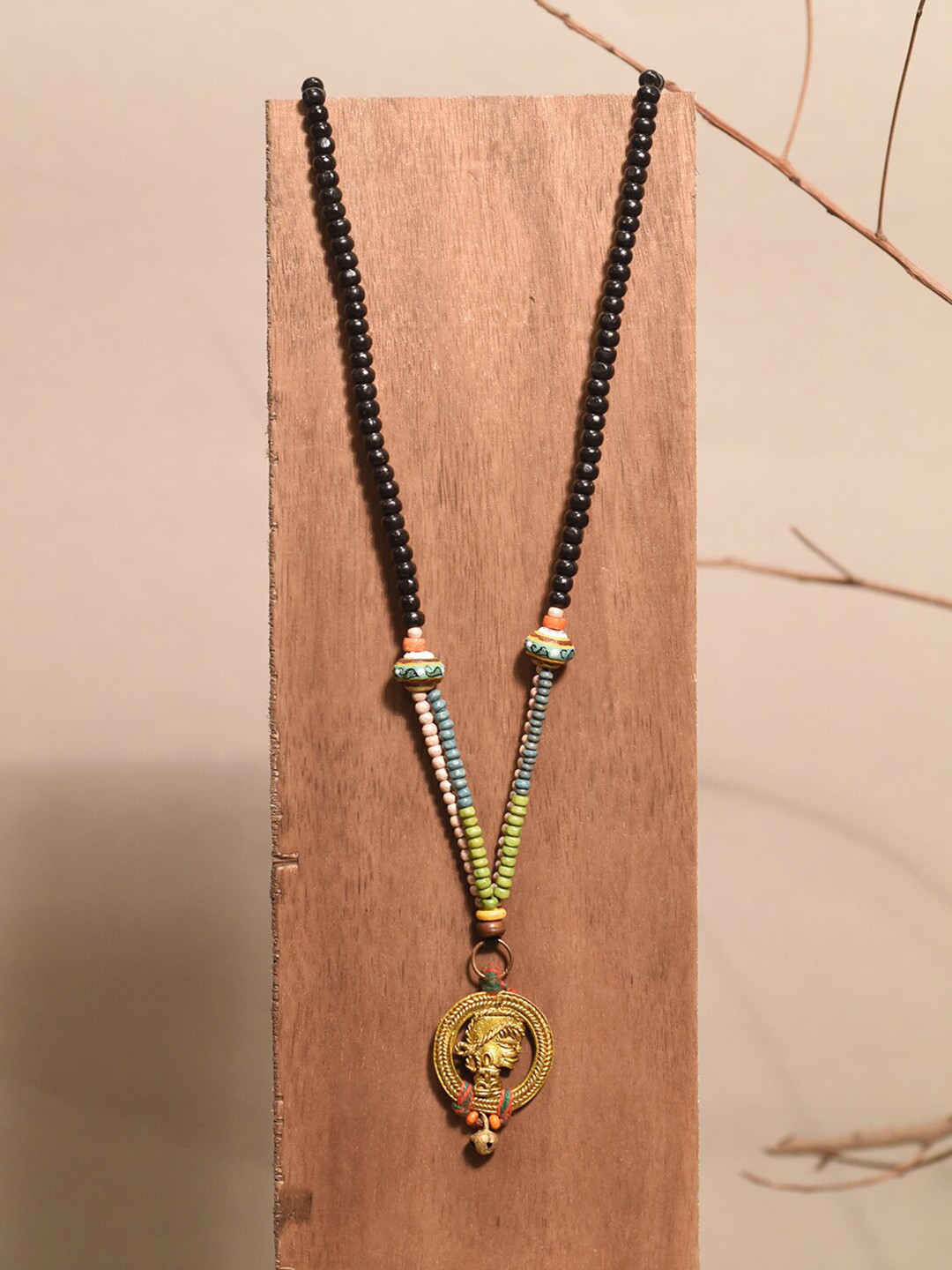 AAKRITI ART CREATIONS Unisex Henna Sunburst Pendant Brass-Plated Necklace