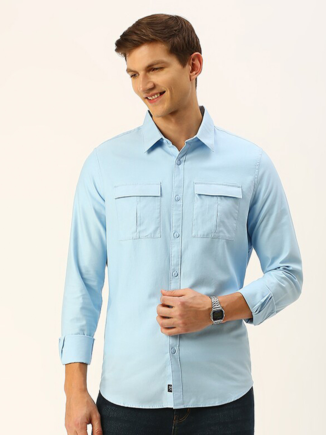 Thomas Scott Cotton Twill Classic Slim Fit Opaque Casual Shirt