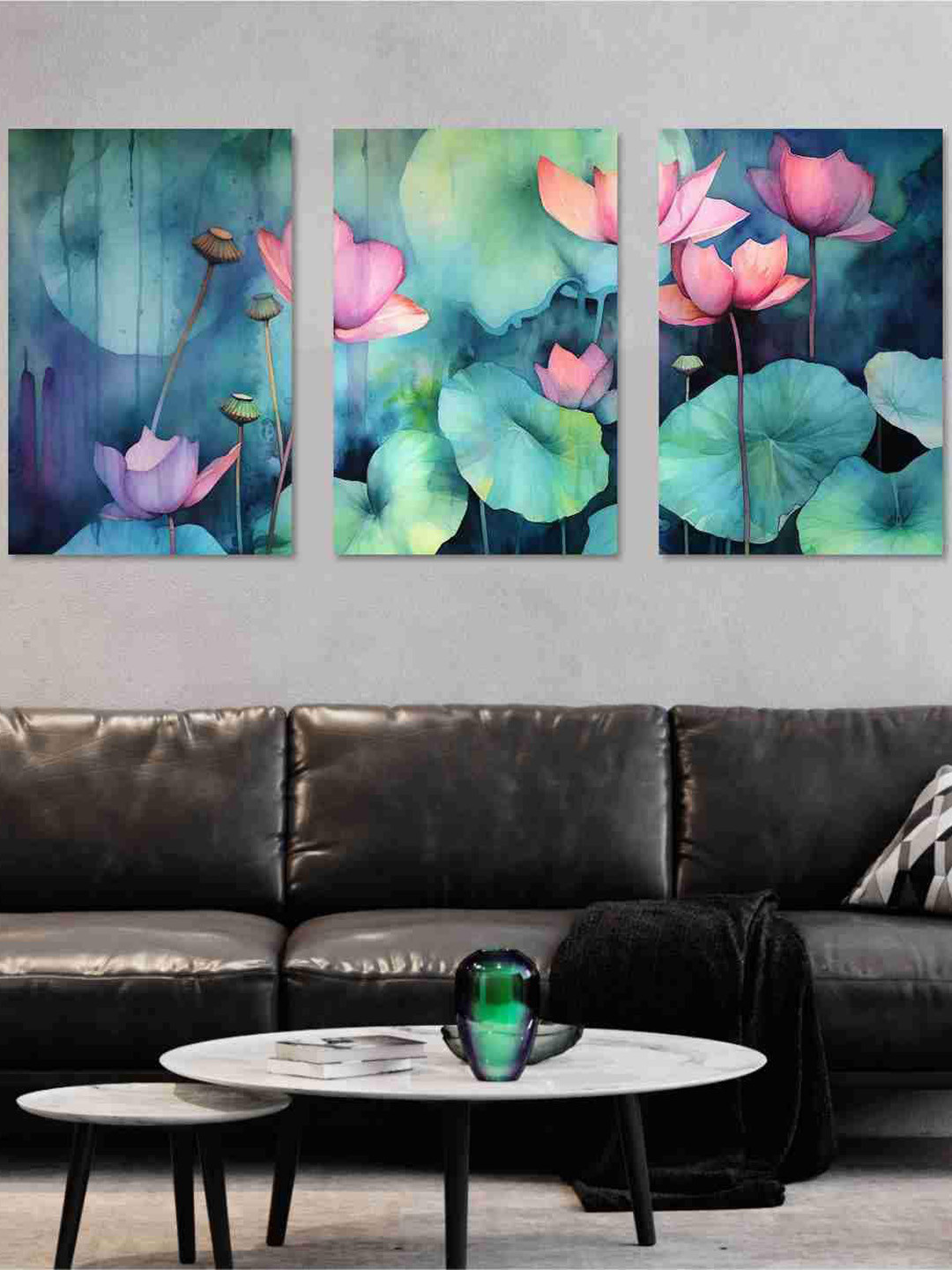 SAF Abstract Floral Wood 3 Pcs Wall Rectangle Paintings Wall Art -18 x 12In