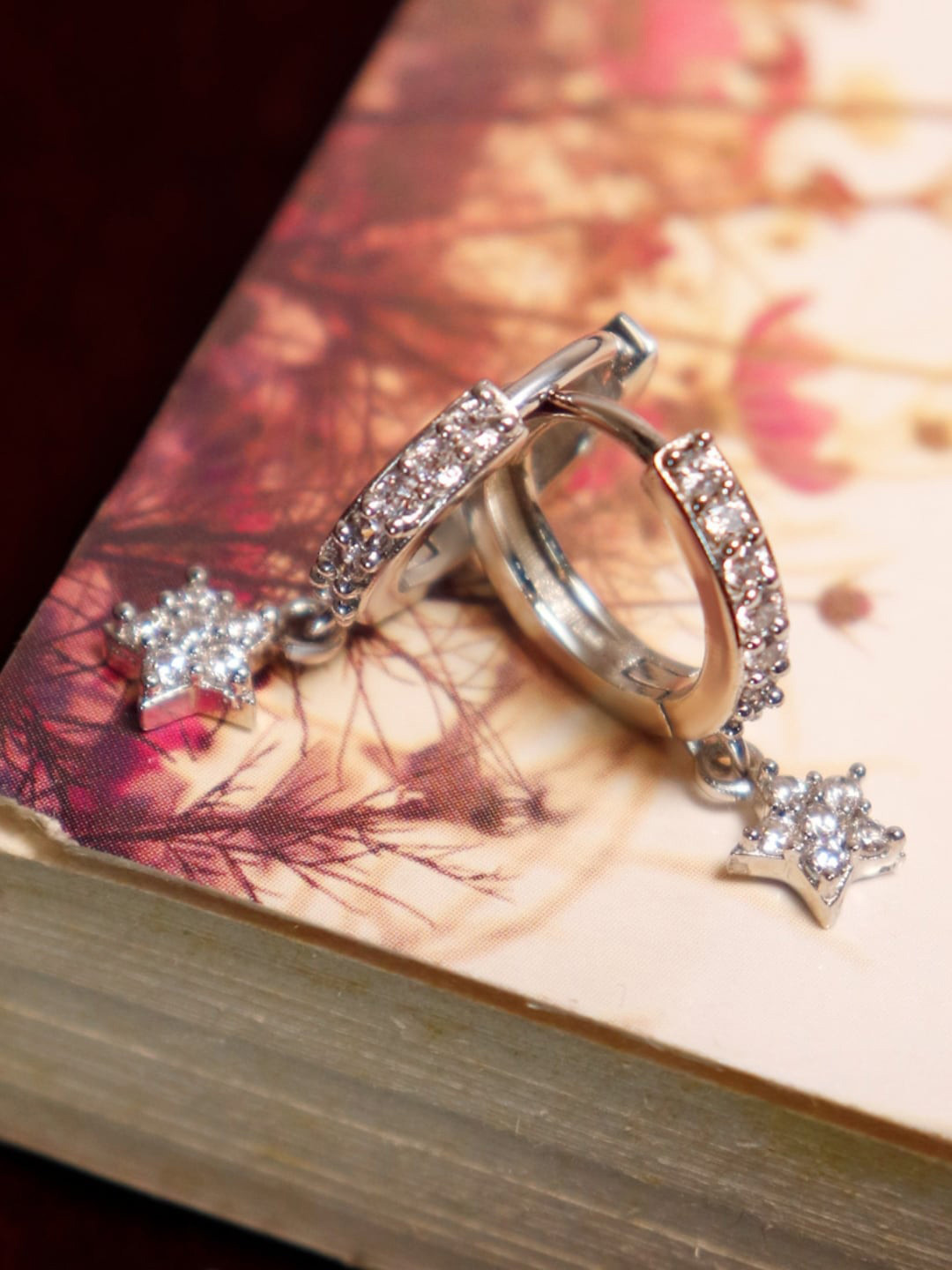 Zarkan Rhodium-Plated American Diamond 925 Sterling Silver Hoop Earrings