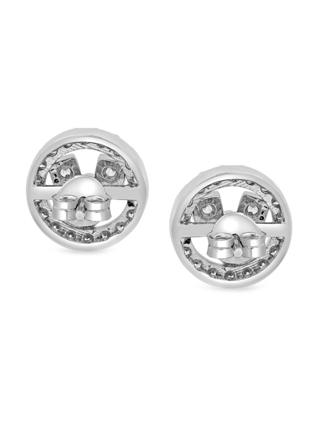 Zarkan Rhodium-Plated American Diamond 925 Sterling Silver Stud Earrings